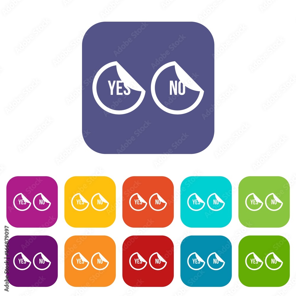 Poster yes and no buttons icons set