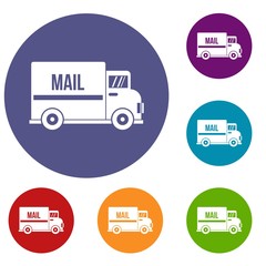 Mail truck icons set