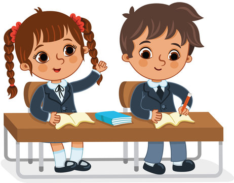 Students in the classroom. (Vector illustration)