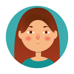 Fototapeta premium Girl icon. Woman avatar, face icon. Cartoon style. Vector