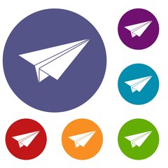 Paper airplane icons set