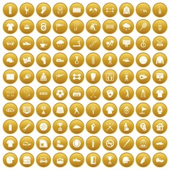 100 sport club icons set gold