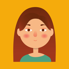 Girl icon. Woman avatar, face icon. Cartoon style. Vector