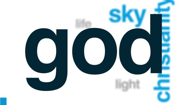 God animated word cloud, text design animation.