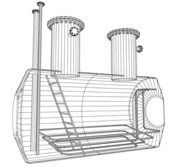 Industrial tank. Wire-frame. EPS10 format. Vector created of 3d