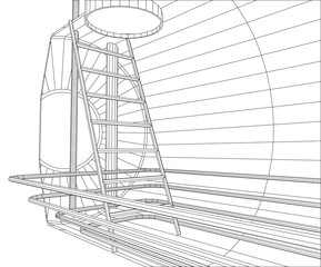 Industrial tank. Wire-frame. EPS10 format. Vector created of 3d