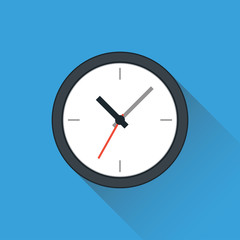 Clock Icon. Flat Design. Vector Illustration.