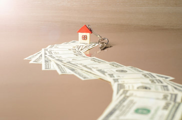 House key and road of dollas. copy space