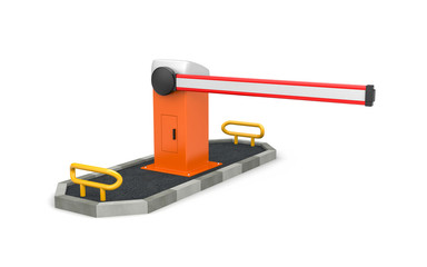 The Barrier - Automatic system for security. Safety island. 3d illustration
