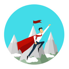 Vector concept illustration. Illustration of super leader and super businessman. Super hero.