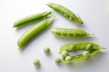 Green polka dots on a white surface