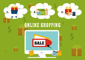 Vector concept of mobile marketing and online shopping