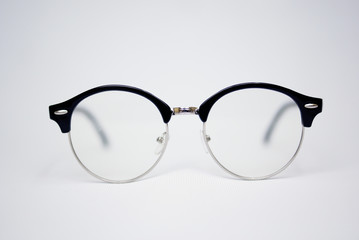Isolated Black Eyeglasses Over White Background