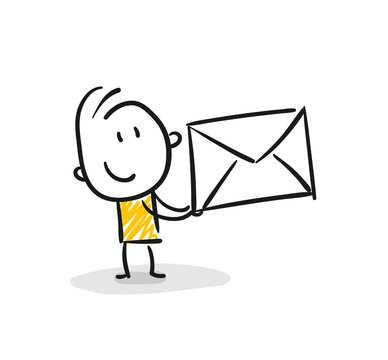 Strichfiguren / Strichm&auml;nnchen: Brief, Nachricht, Brieftr&auml;ger. (Nr. 46)