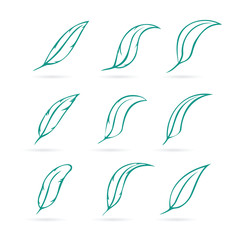 Vector group of feather on white background. Icon. Feathers symbol in vector format.