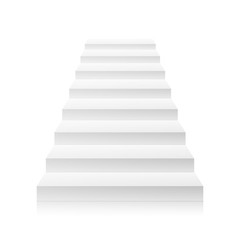 White Empty Staircase Vector. Steps. For Business Progress, Achievement, Growth, Career, Success, Development Concept.