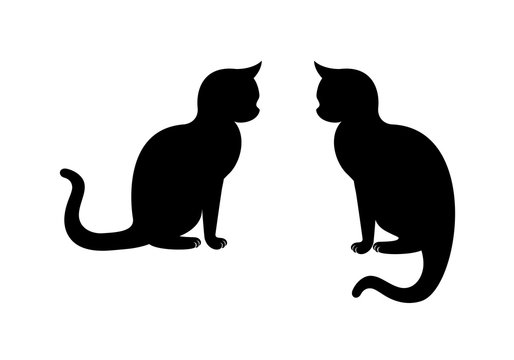 Cat silhouette vector. Sitting cat. Black cat on a white background
