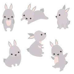 Set of cute hares