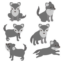 Set of cute wolves