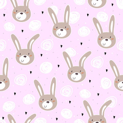 Seamless pattern with cute little bunny. vector illustration