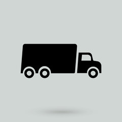 Fast shipping delivery truck flat icon for apps and websites