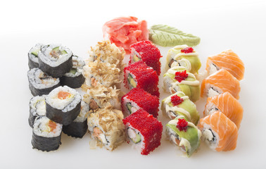 Delicious sushi rolls set.