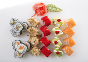 Delicious sushi rolls set.