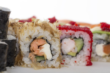 Crispy sushi roll with salmon and cream cheese.