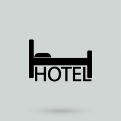 Hotel Icon Vector illustration with a shadow isolated on background.