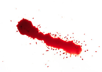 Blood splashed isolated on white background