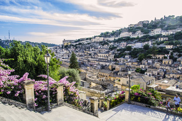 View of the city of modica from its cathedral - obrazy, fototapety, plakaty