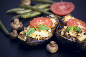 Eggplants stuffed with meat and vegetables