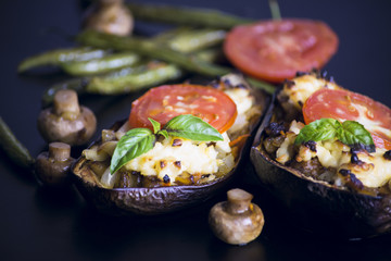 Eggplants stuffed with meat and vegetables