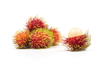 Fresh Rambutan from Rayong Thailand isolated on white background