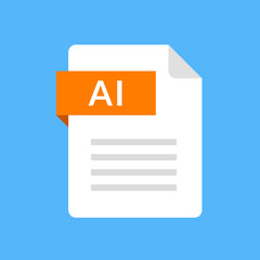 AI file icon. Graphic document type. Flat design graphic illustration. Vector AI icon