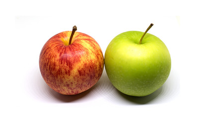 Red and Green Apple Isolated on White Background with Clipping Path.
