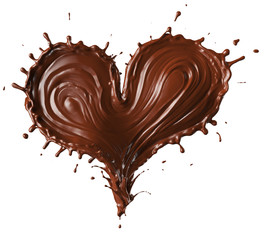 chocolate in shape of heart, love of chocolate isolated on white background Include clipping path, 3d illustration.