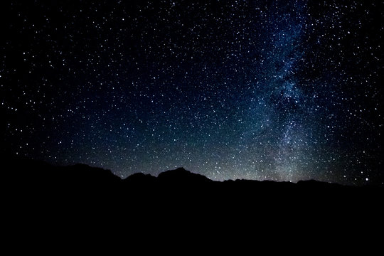 The Night Landscape View and the Stars at Tuttle Creek, Lone Pine, CA, USA, September, 2016