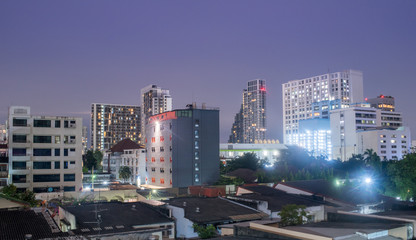 Night Scape Building in bangkok 