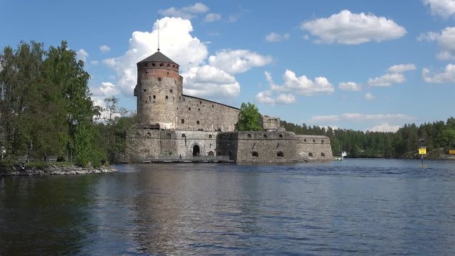 View of the medieval fortress Olavinlinna. Sunny day in july. Savonlinna, Finland