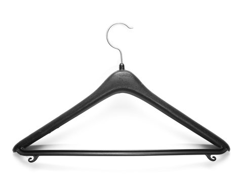  Black Plastic Coat Hanger Isolated On White