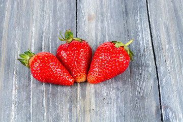 strawberries on wooden