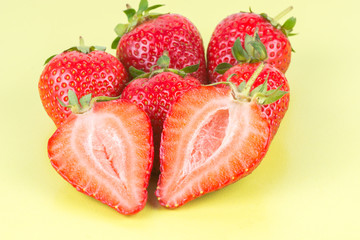 strawberries on wooden