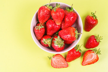 strawberries on wooden