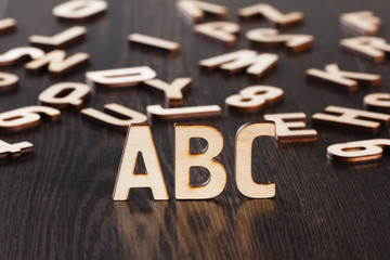 Wooden letters school background concept