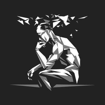 Thinker man in polygon style