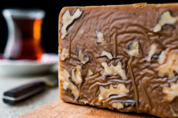 Turkish Summer Helva or Halva with walnut.