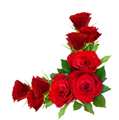 Red rose flowers corner arrangement