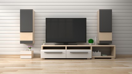 Smart TV in modern living room ,3d rendering