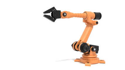 Industrial Robotic Arm isolated on white background,3D Rendering